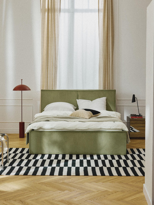 Drescia Upholstered Storage Bed in Corduroy