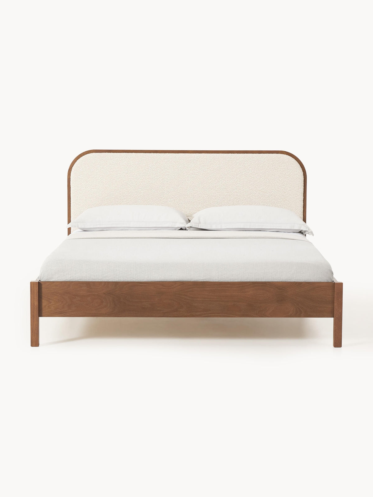 Jondrico Wooden Bed with Bouclé Headboard