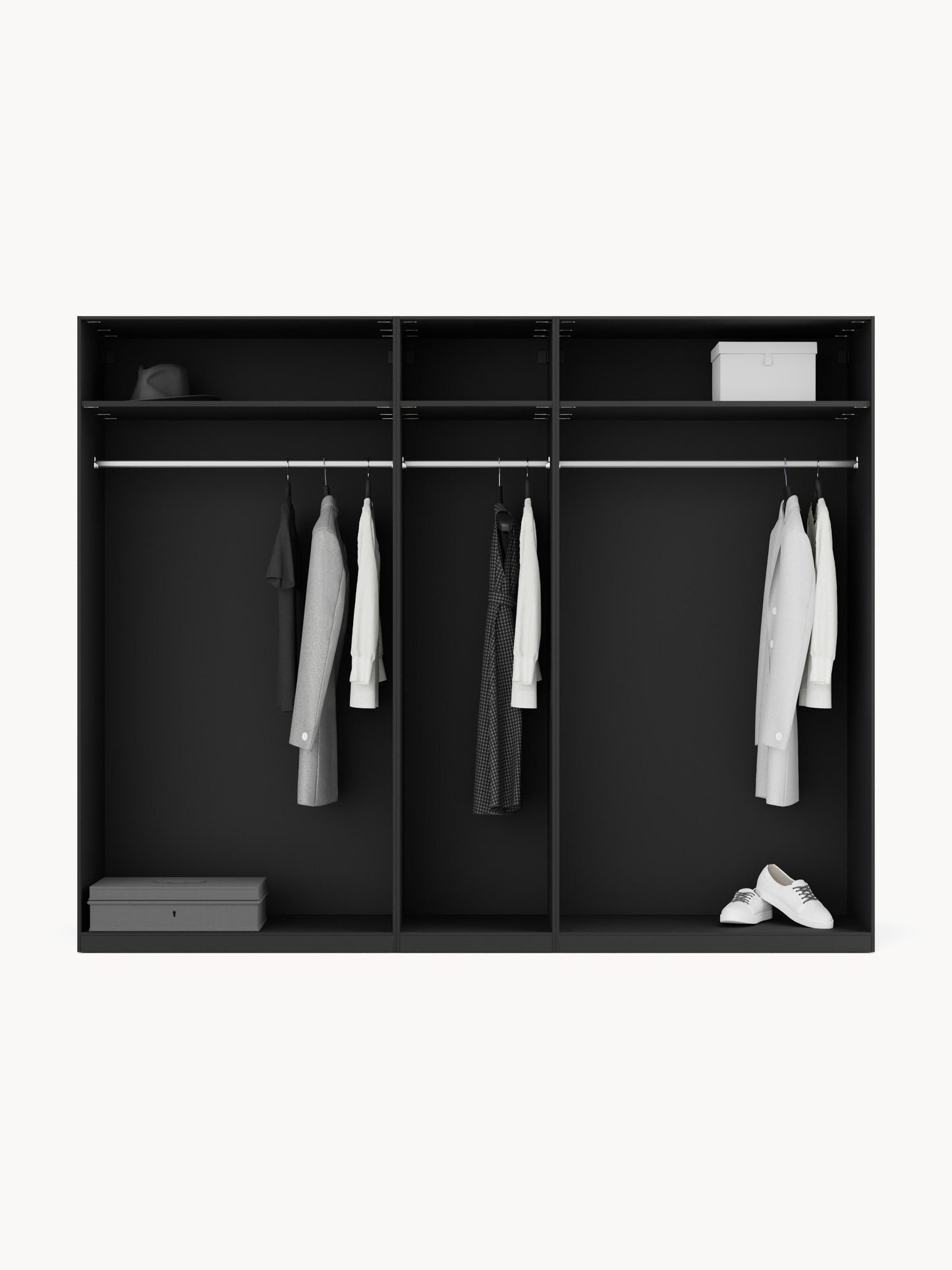 Lendrico Modular Hinged-Door Wardrobe, 250 cm Wide, in Various Sizes