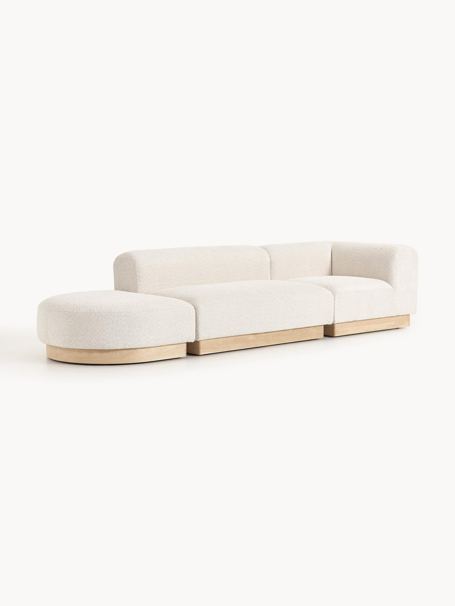 Natvenna Modular Teddy Bouclé Ottoman with Stool (Left/Right)