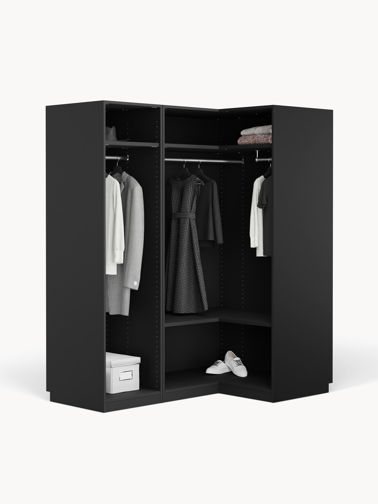 Simula Corner Wardrobe, Modular, 165 cm Wide, in Various Sizes