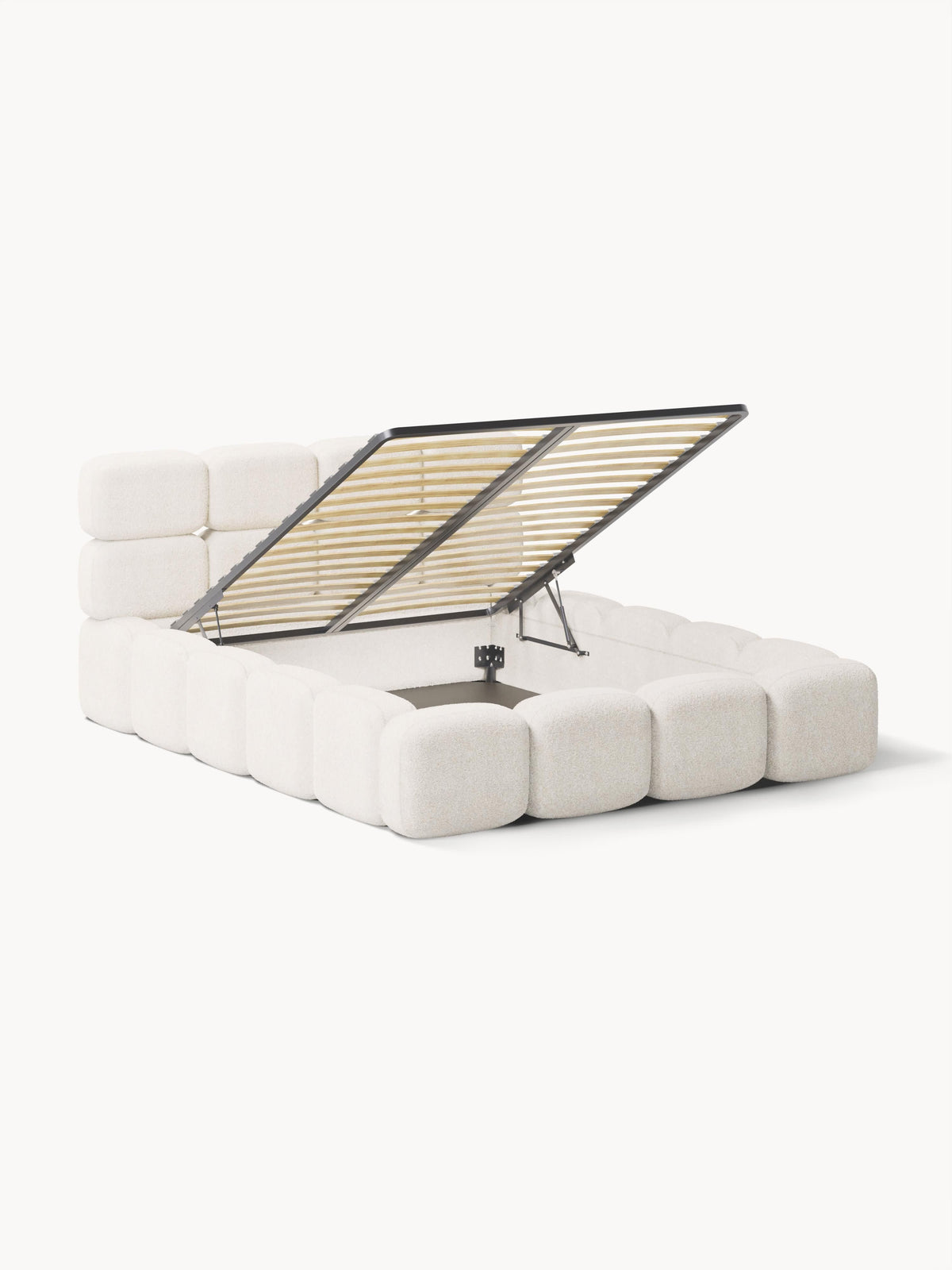 Taymira Teddy Bouclé Upholstered Bed with Storage