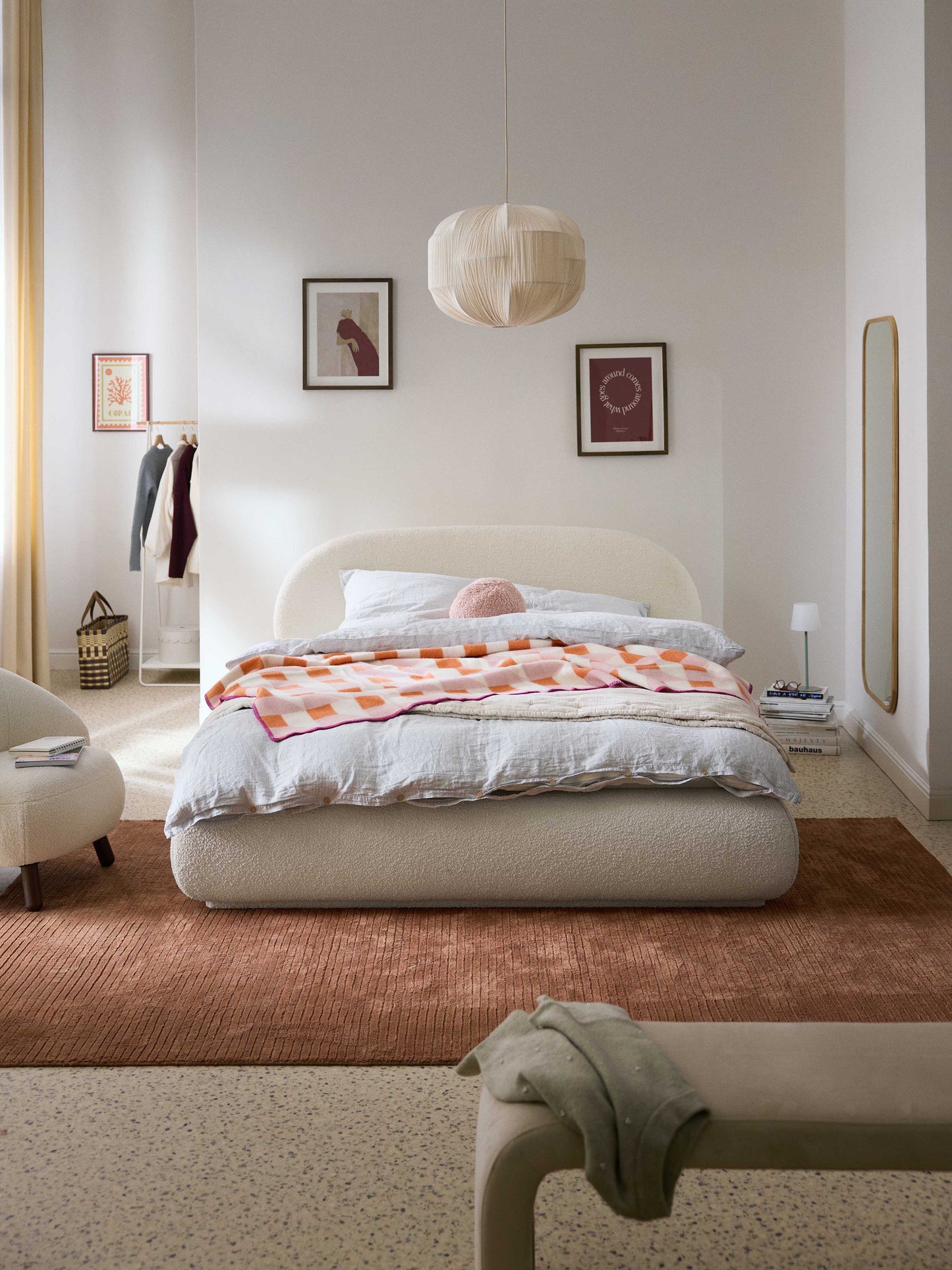 Albetto Bouclé Upholstered Bed