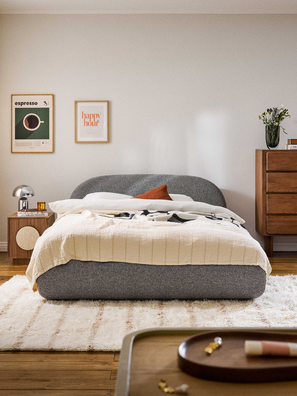 Albetto Bouclé Upholstered Bed