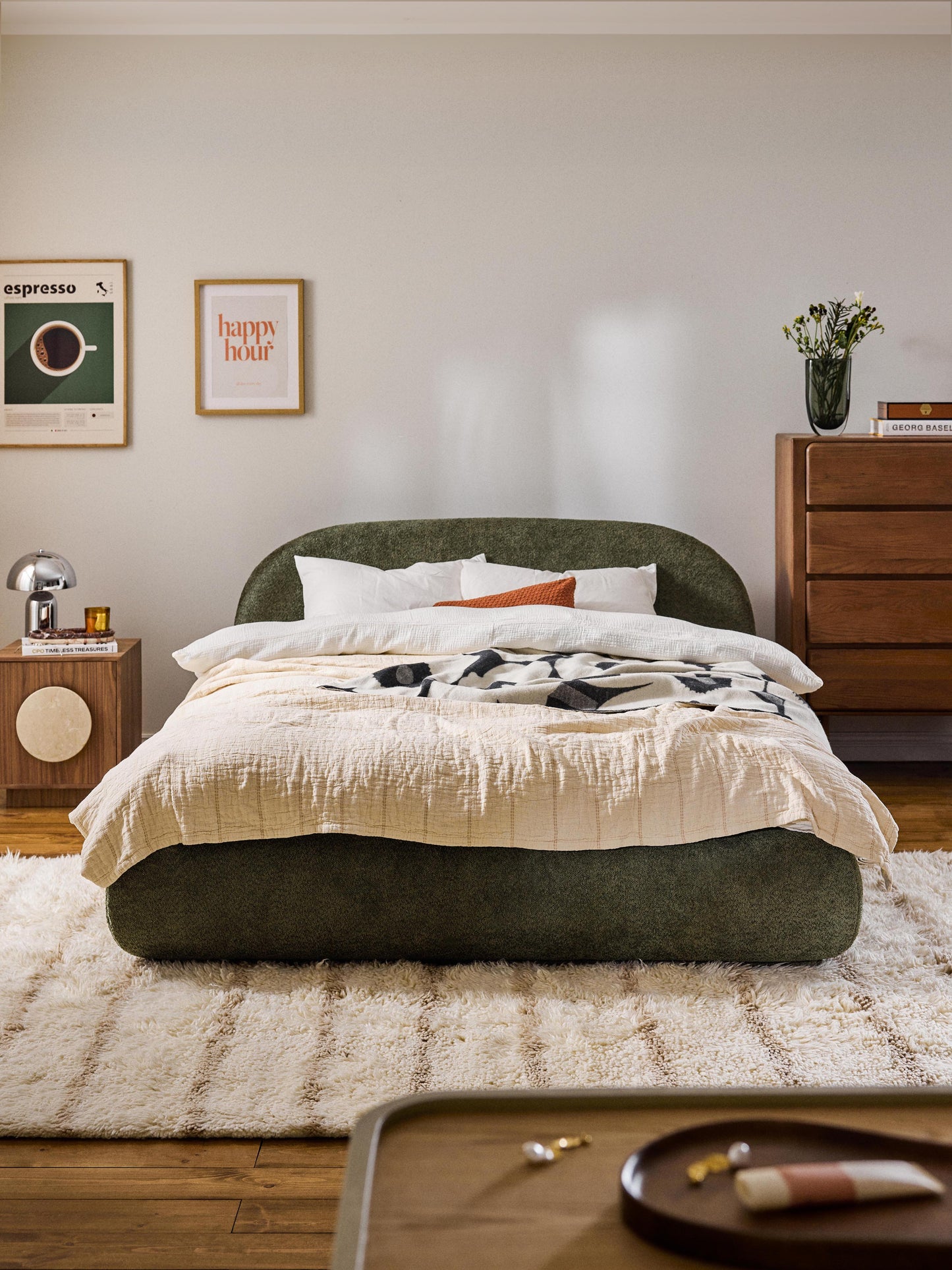 Albetto Teddy Bouclé Upholstered Bed