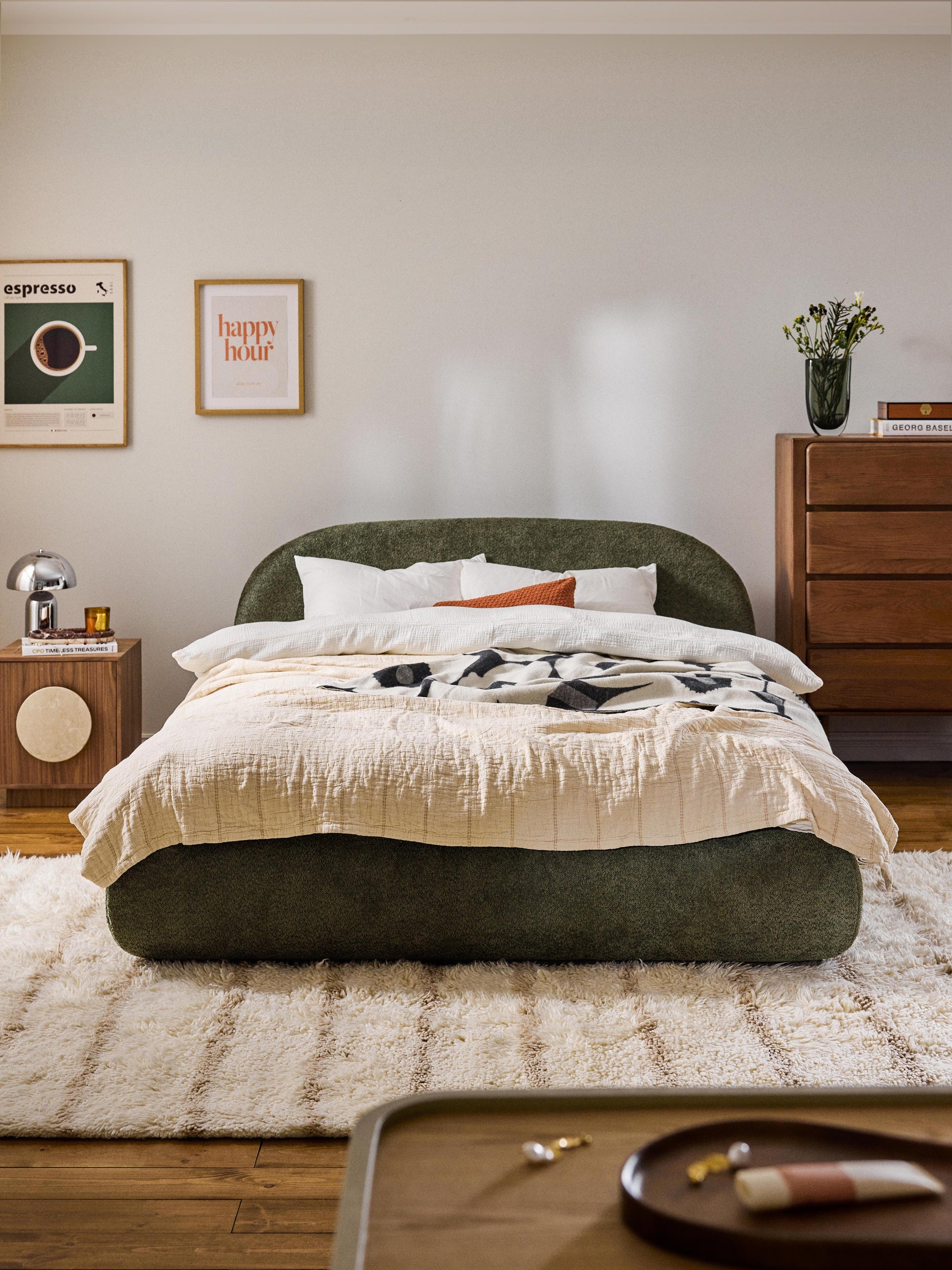 Albetto Teddy Bouclé Upholstered Bed