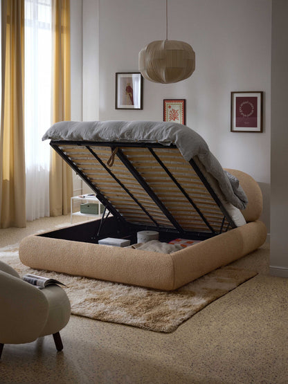 Albetto Upholstered Storage Bed in Bouclé