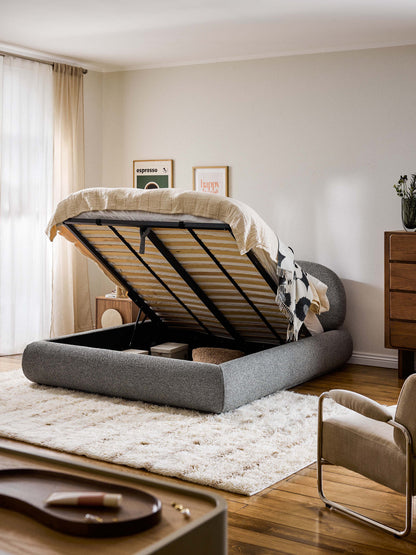 Albetto Upholstered Storage Bed in Bouclé