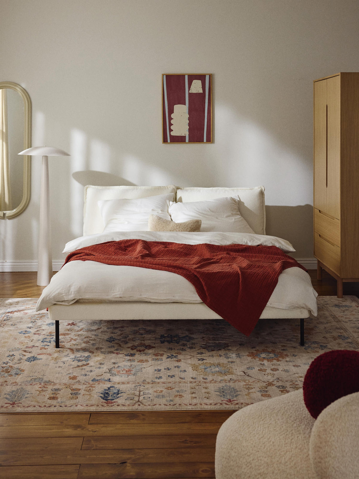 Amelune Teddy Bouclé Upholstered Bed