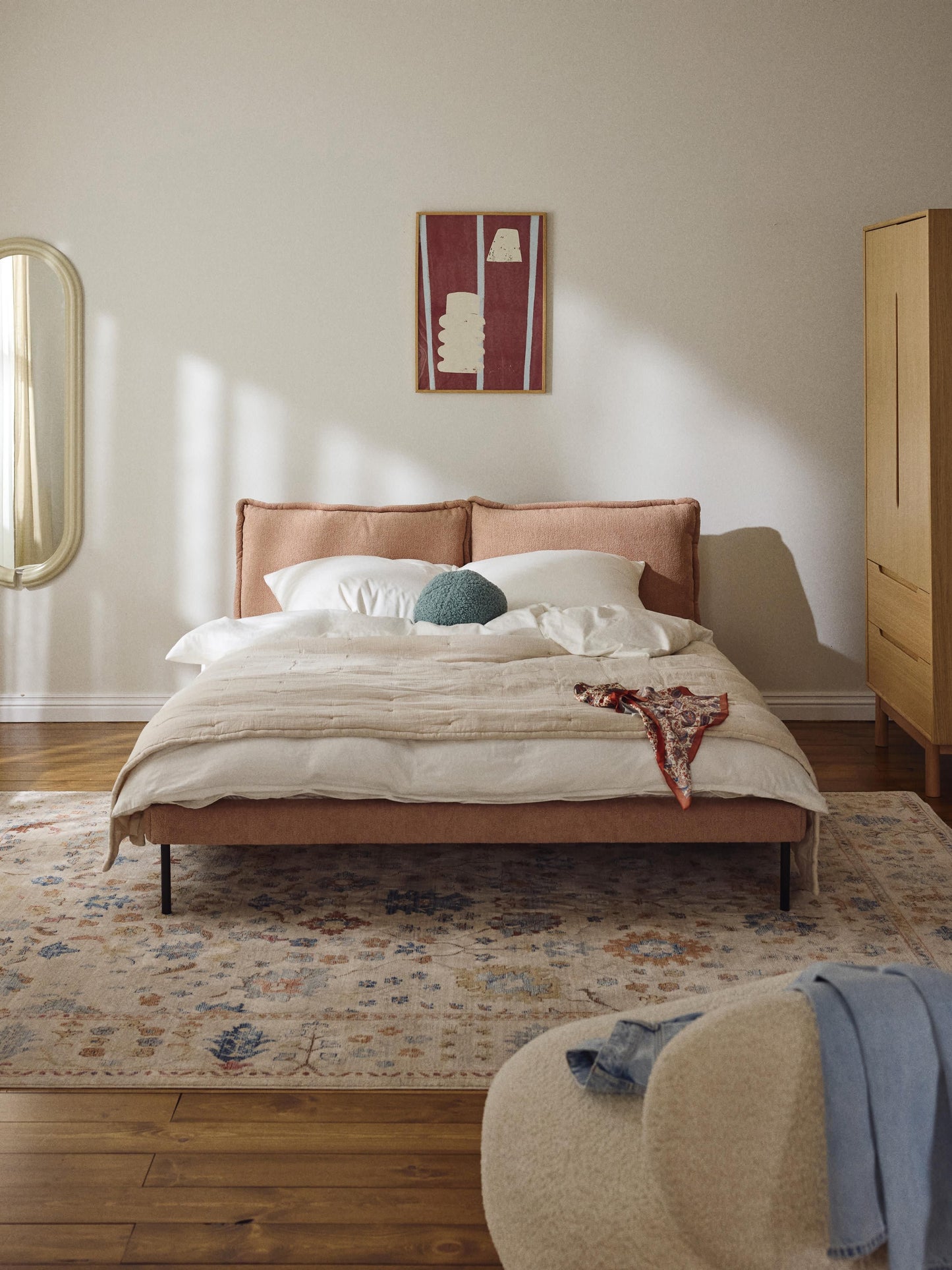 Amelune Teddy Bouclé Upholstered Bed