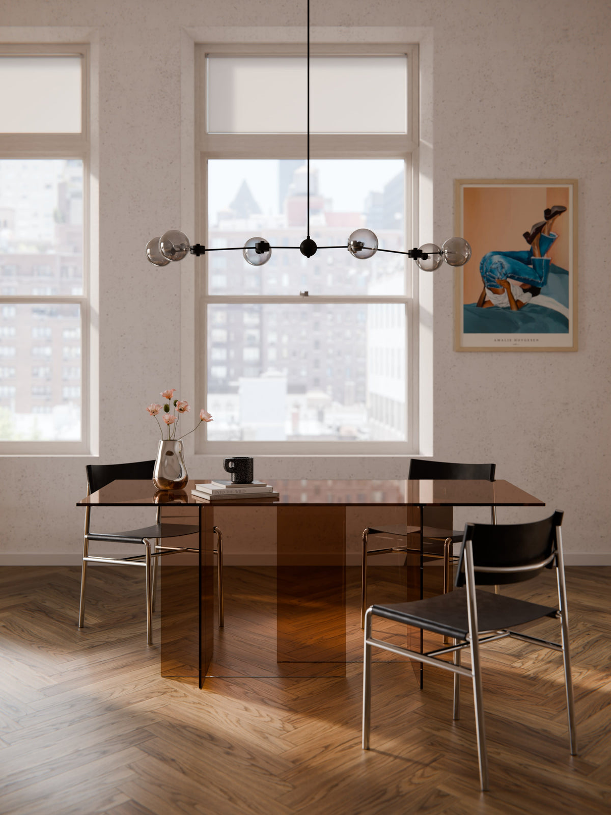 Anouvia Glass Dining Table, 180 x 90 cm