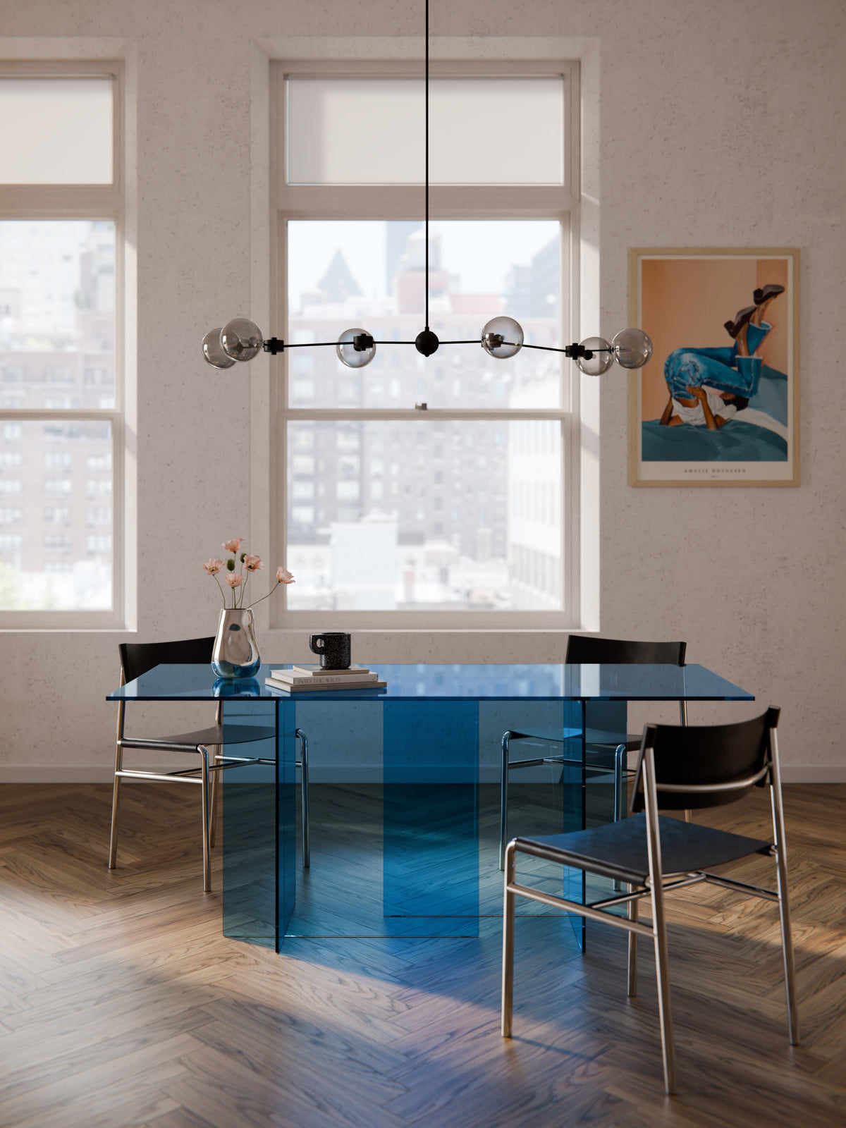Anouvia Glass Dining Table, 180 x 90 cm