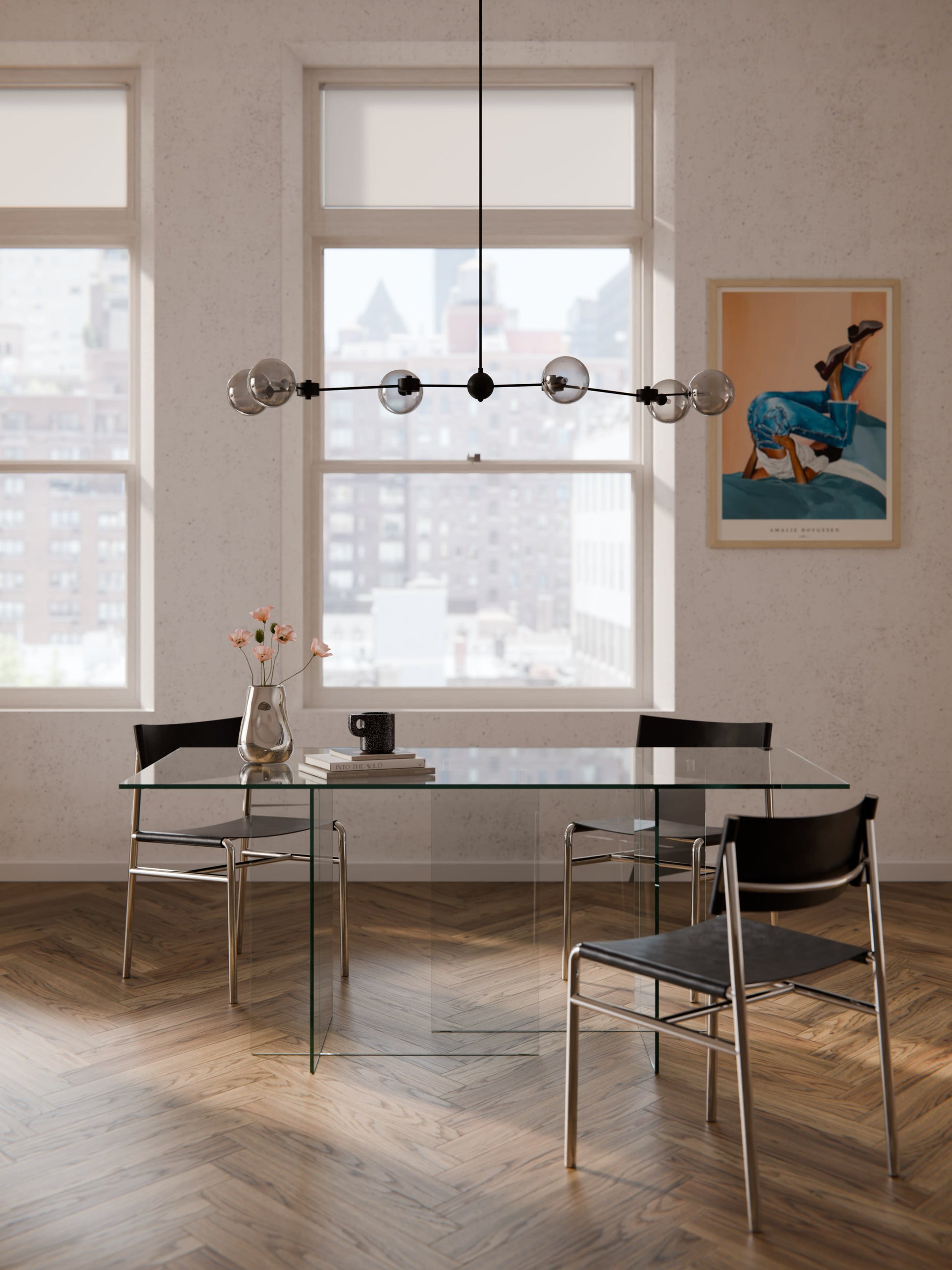 Anouvia Glass Dining Table, 180 x 90 cm