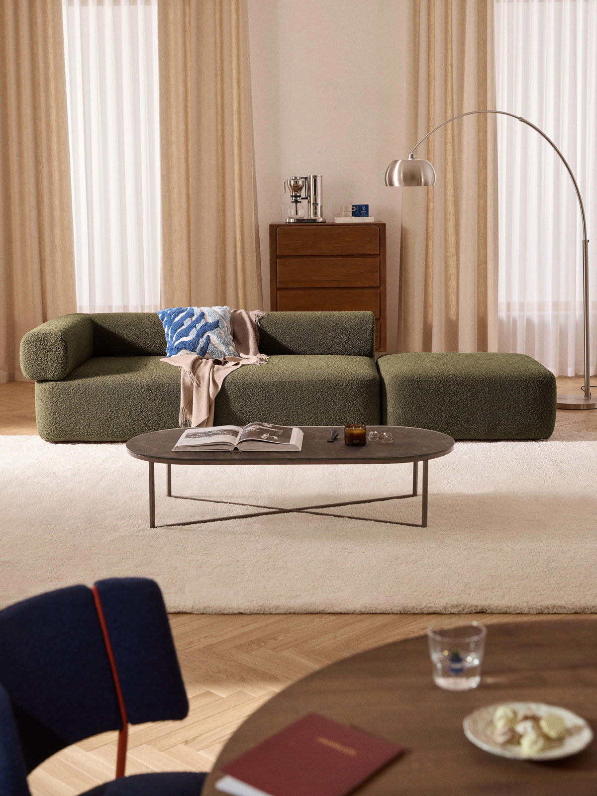 Antmiro Modular Ottoman in Bouclé
