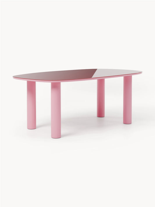 Benmiro Organic Dining Table with Glass Top, 200 x 110 cm