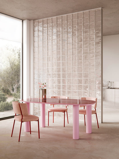 Benmiro Organic Dining Table with Glass Top, 200 x 110 cm
