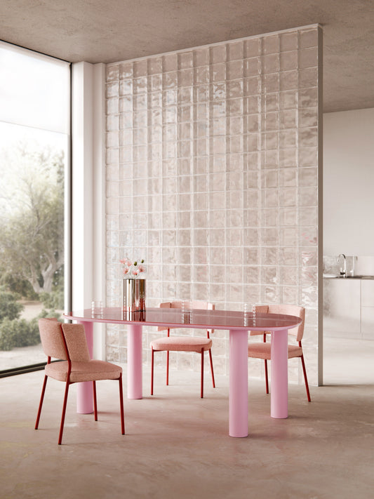 Benmiro Organic Dining Table with Glass Top, 200 x 110 cm
