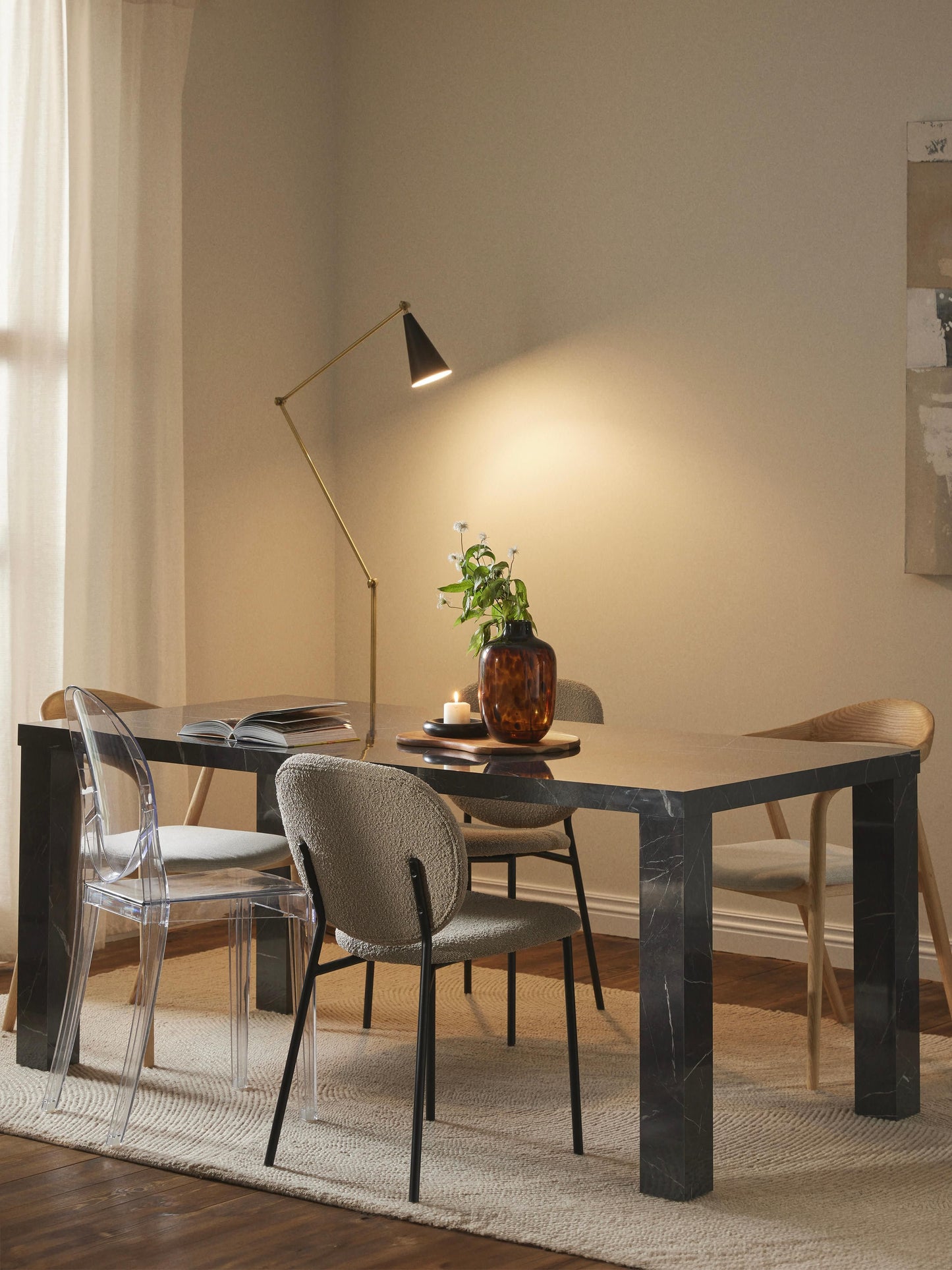 Carmiro Marble Look Dining Table, 180 x 90 cm