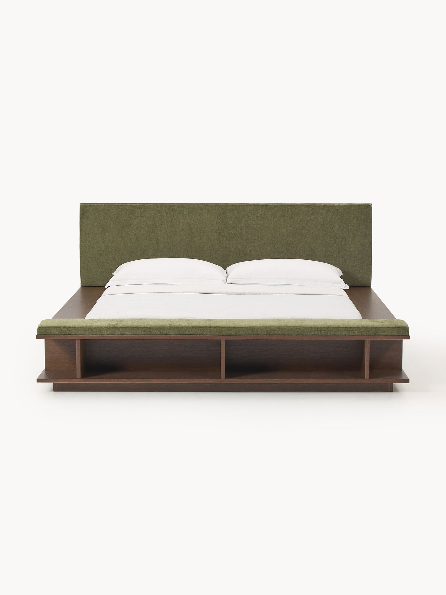 Clardan Wooden Bed Frame with Side Shelves and Bench