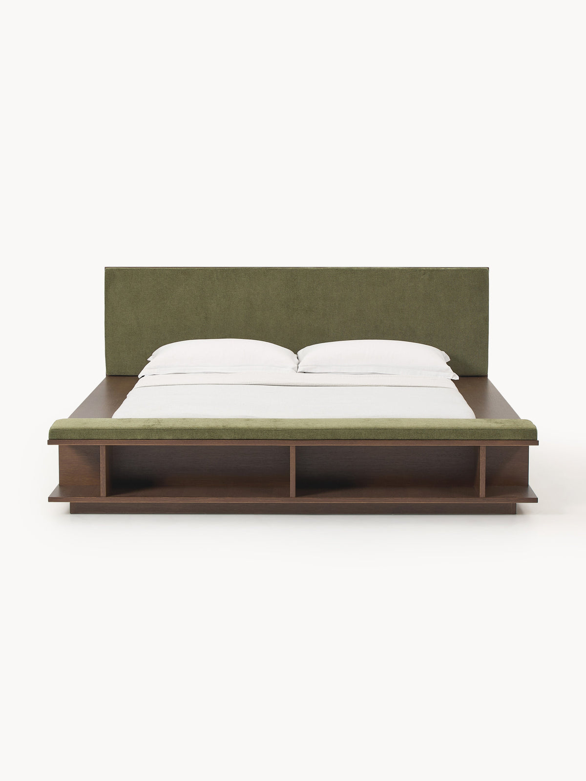 Clardan Wooden Bed Frame with Side Shelves and Bench