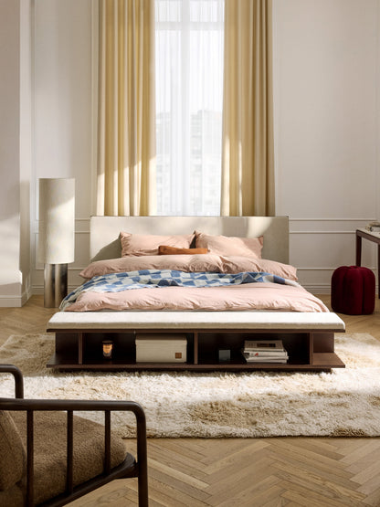 Clardan Wooden Bed Frame with Side Shelves and Bench