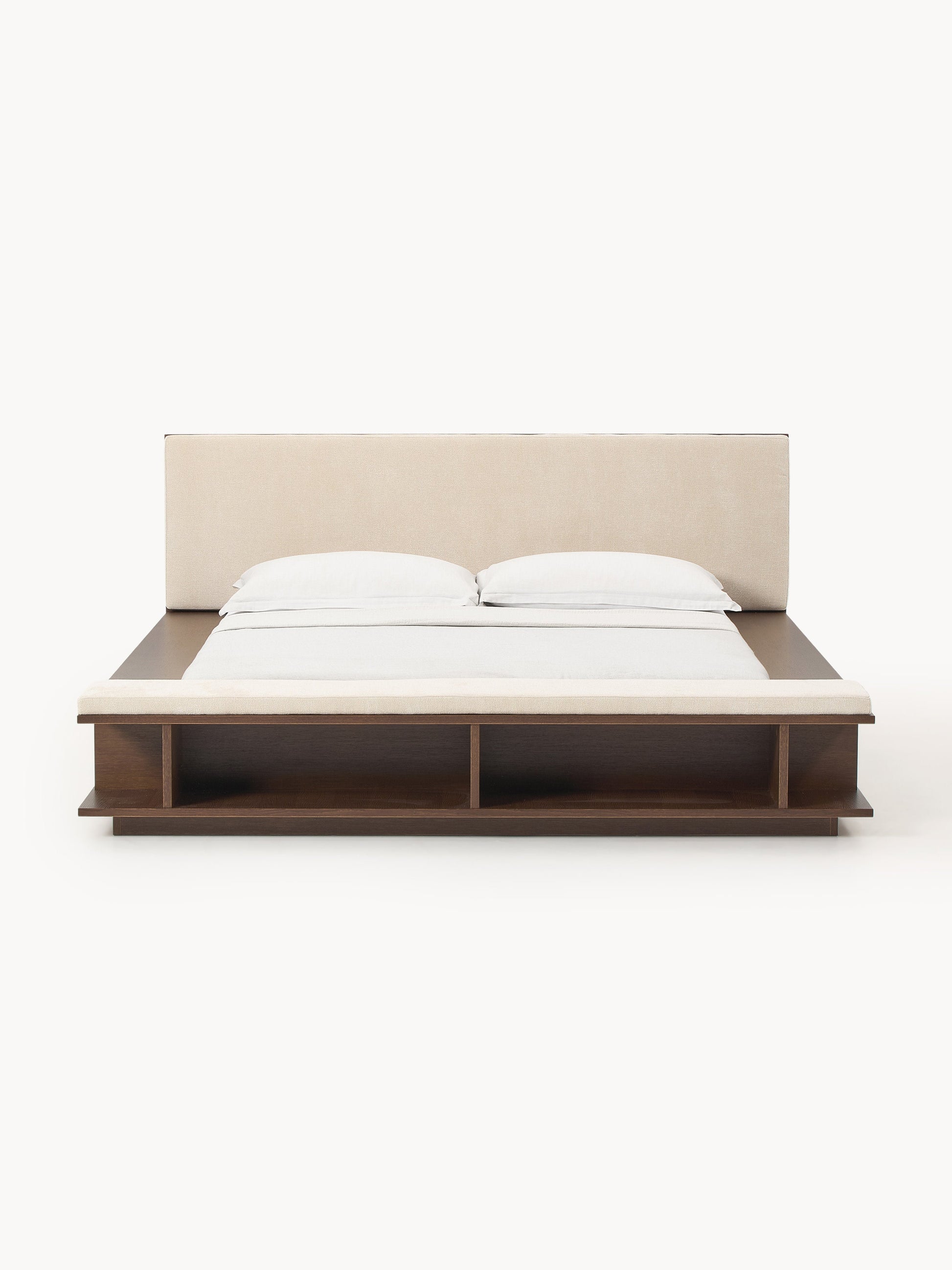 Clardan Wooden Bed Frame with Side Shelves and Bench