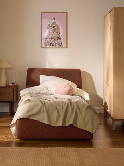 Clodano Single Bed with Storage, Bouclé