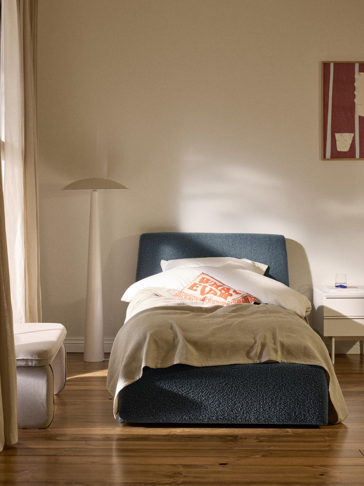 Clodano Single Bed with Storage, Bouclé