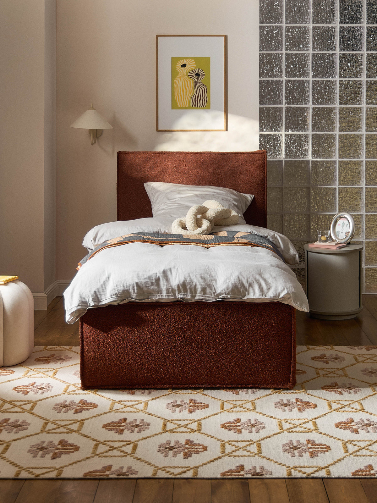 Drescia Single Bed in Bouclé