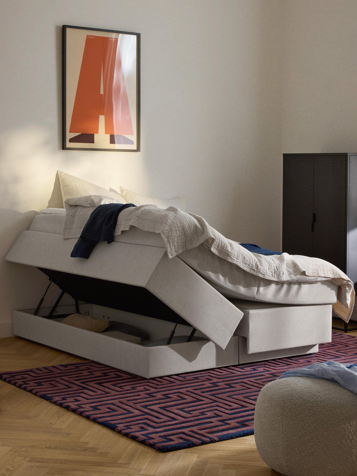Enzola Box Spring Bed with Storage