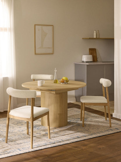 Filnera Extendable Dining Table with Grooved Texture, 120 - 160 x 75 cm