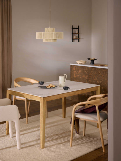 Jackavio Dining Table with Marble-Look Tabletop, in Various Sizes