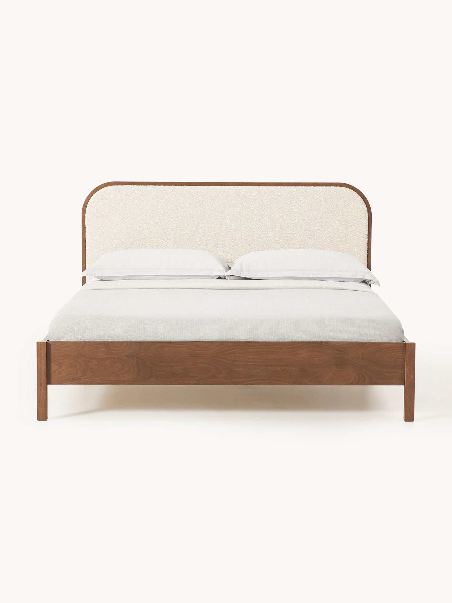 Jondrico Wooden Bed with Bouclé Headboard