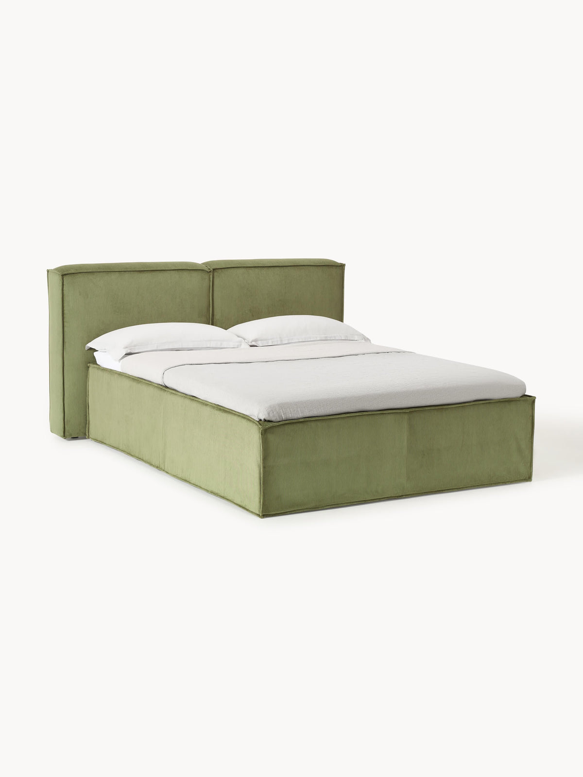 Lendric Box Spring Bed in Corduroy