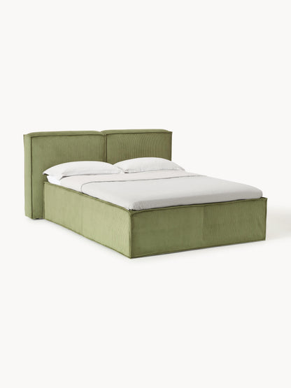 Lendric Box Spring Bed in Corduroy