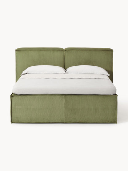 Lendric Box Spring Bed in Corduroy