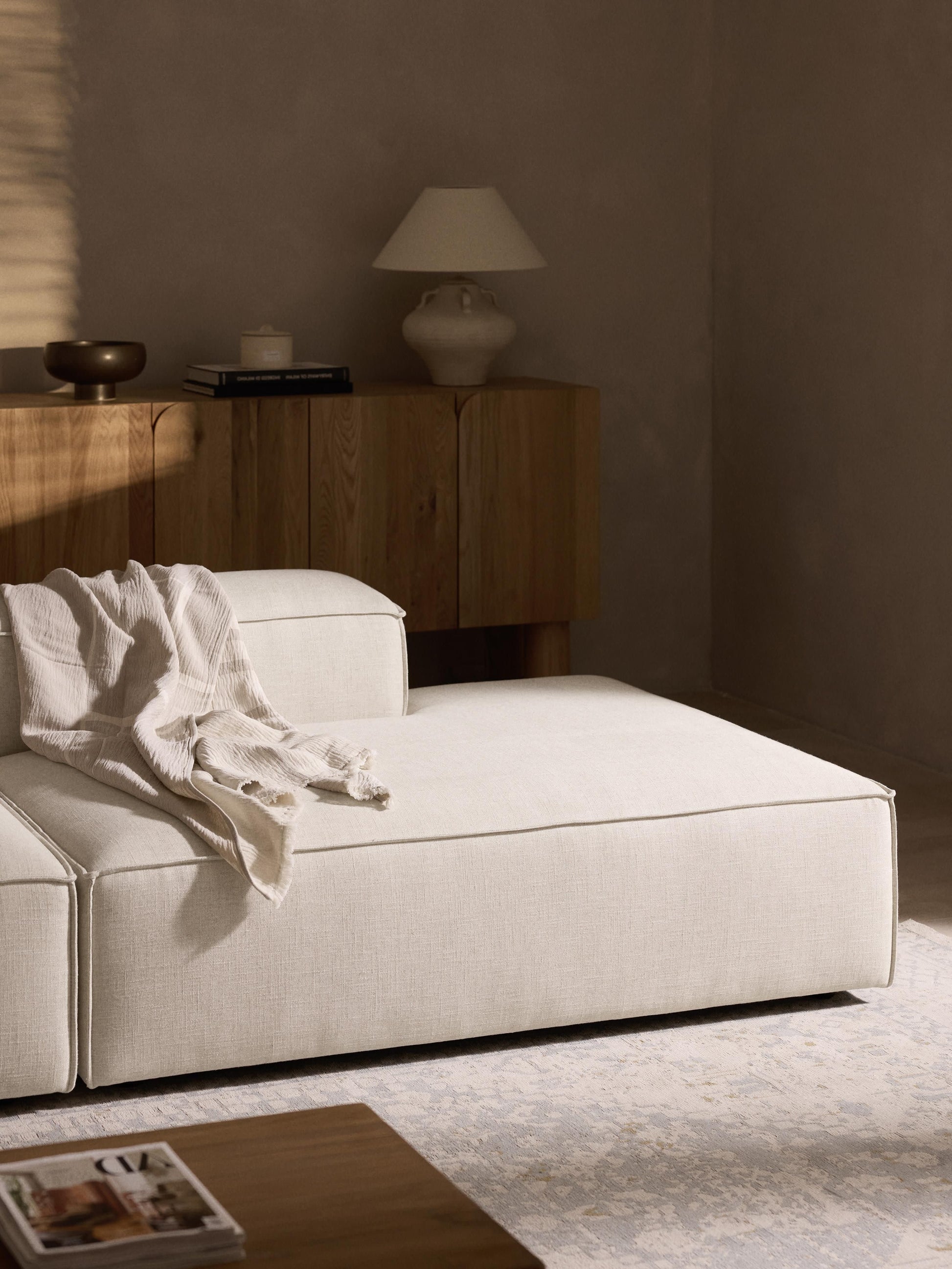 Lendric Linen Blend Ottoman Module