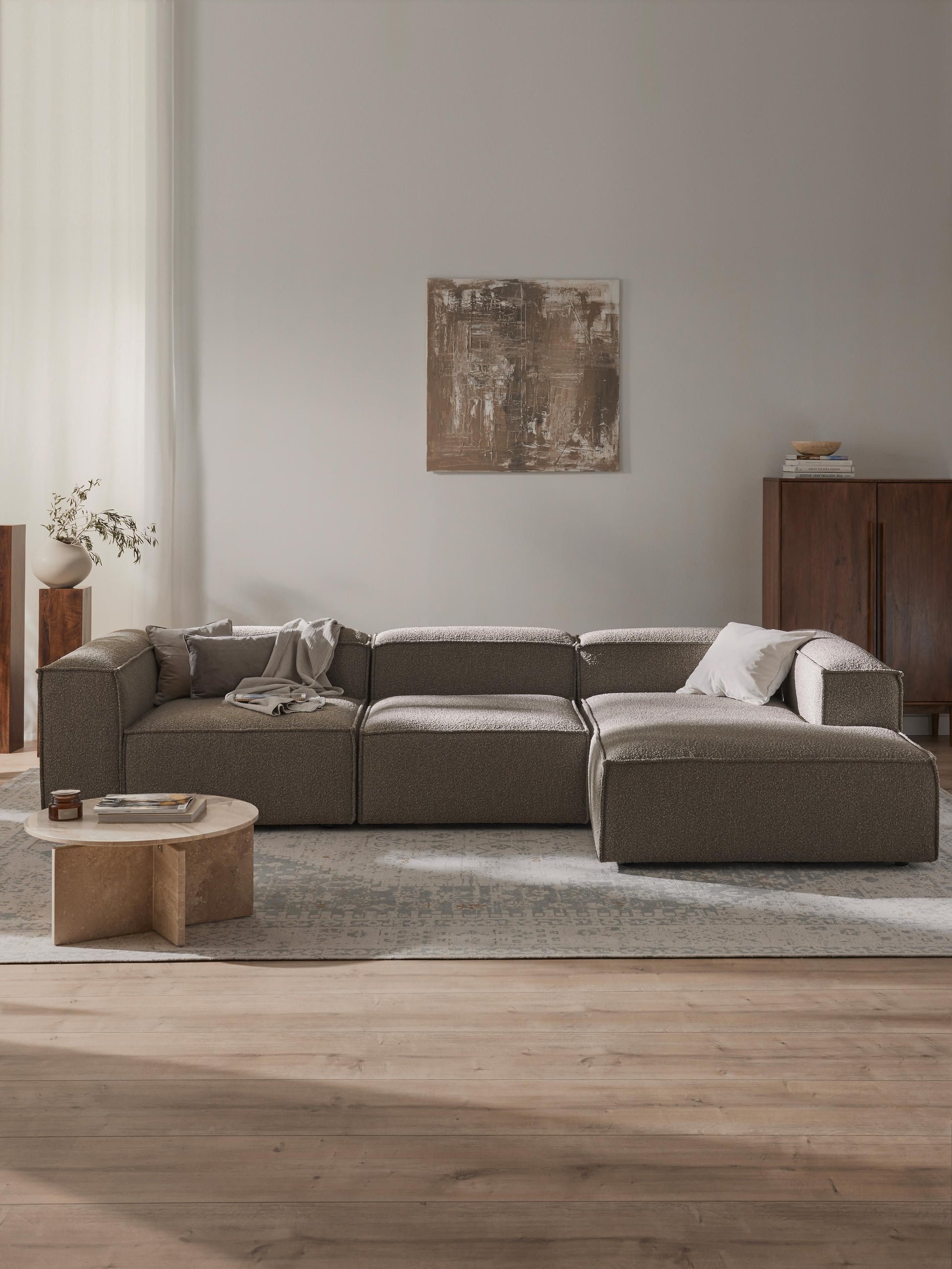 Lendric Modular Corner Sofa (4-Seater) in Bouclé