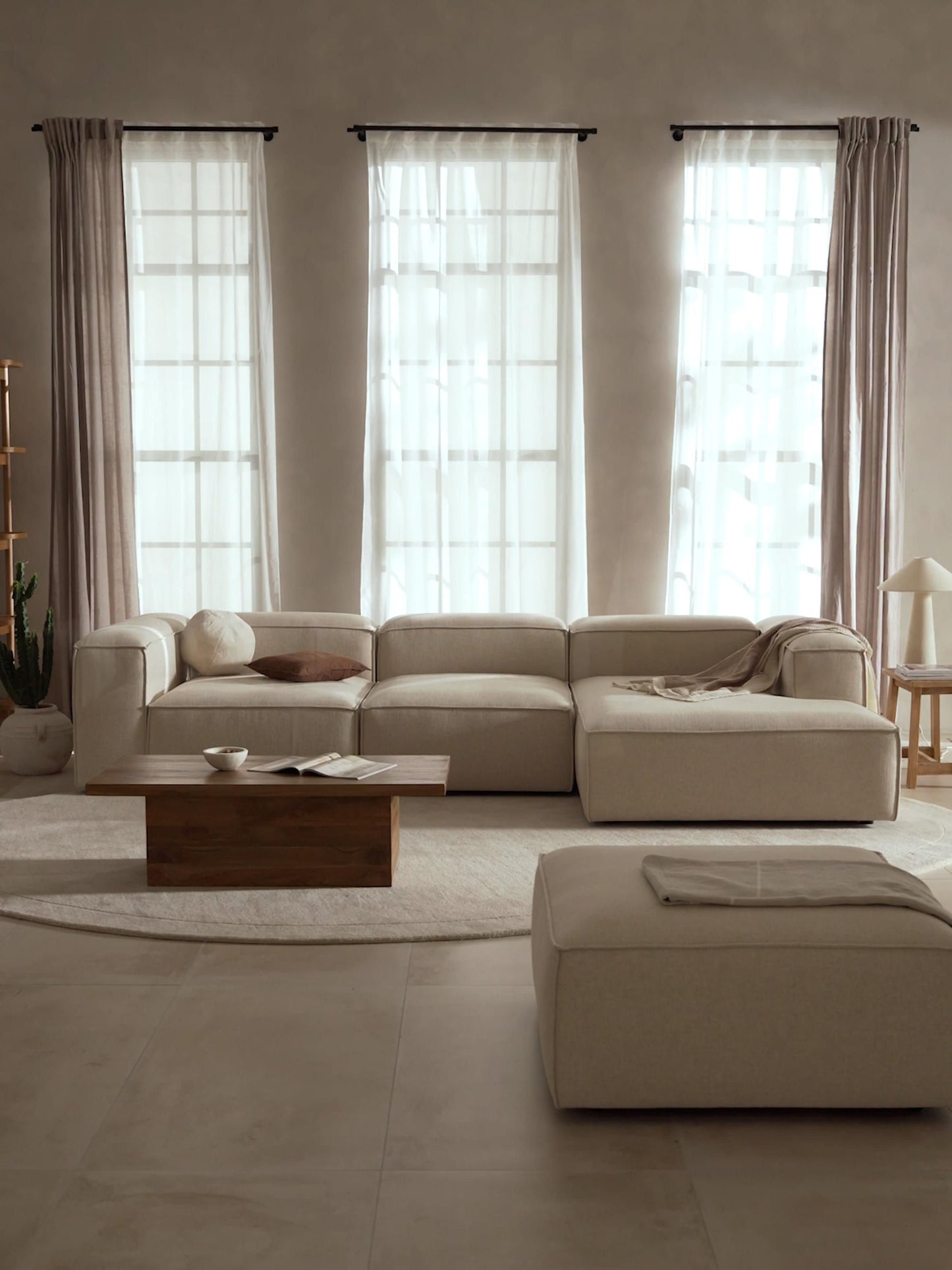 Lendric Modular Linen Blend Corner Sofa (4-Seater)