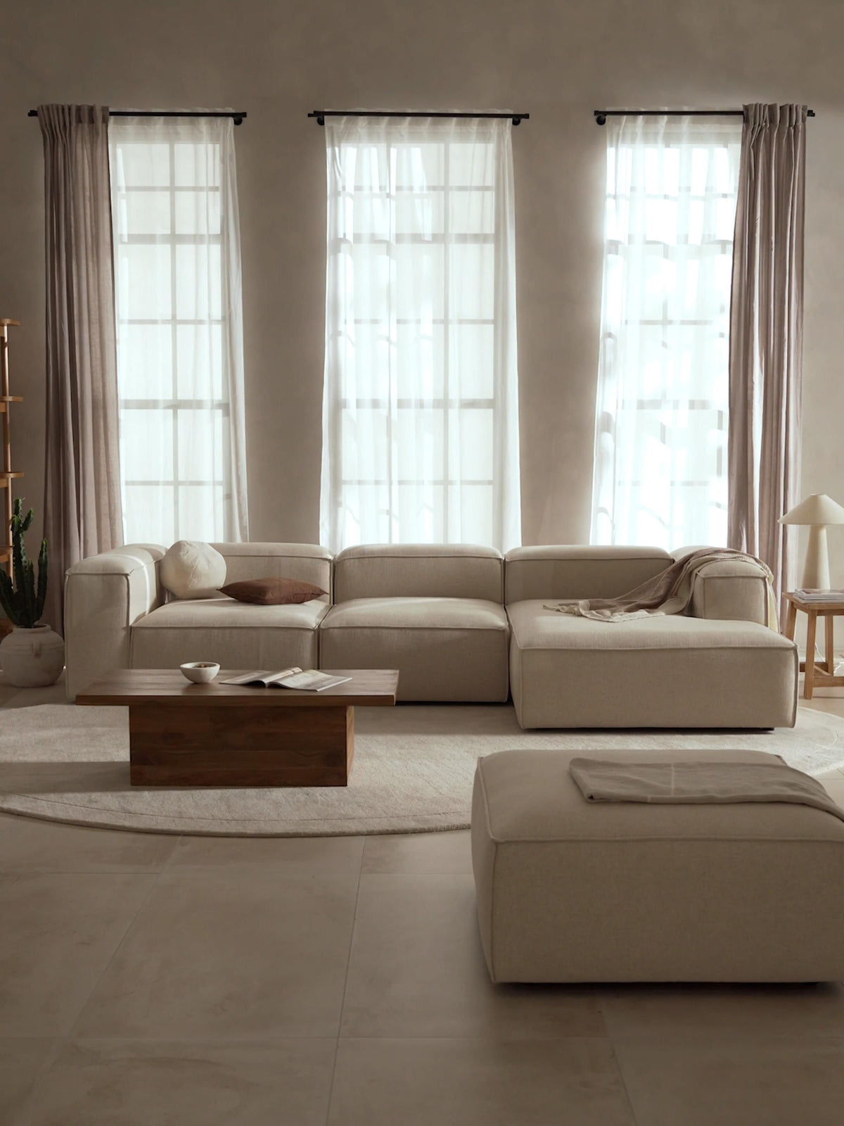 Lendric Modular Linen Blend Corner Sofa (4-Seater)