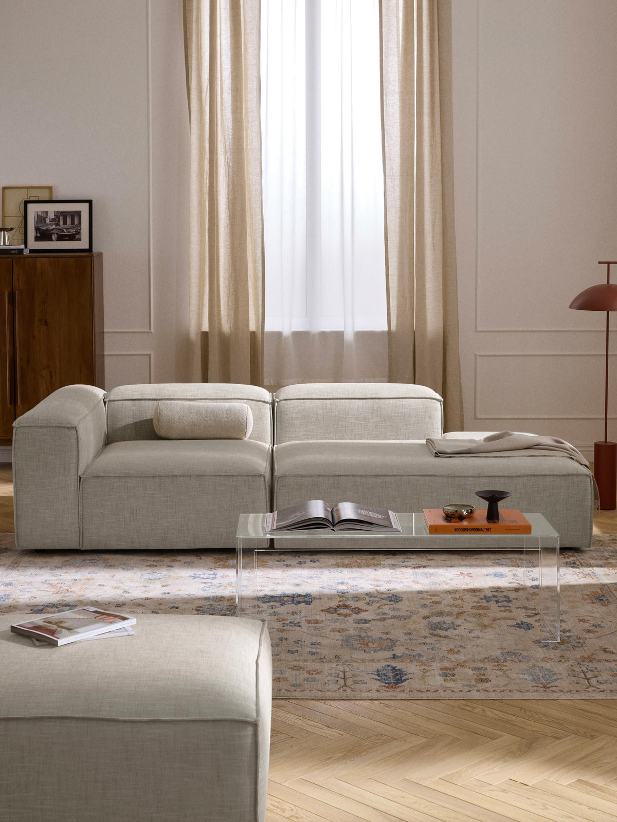 Lendric Modular Linen Blend Ottoman