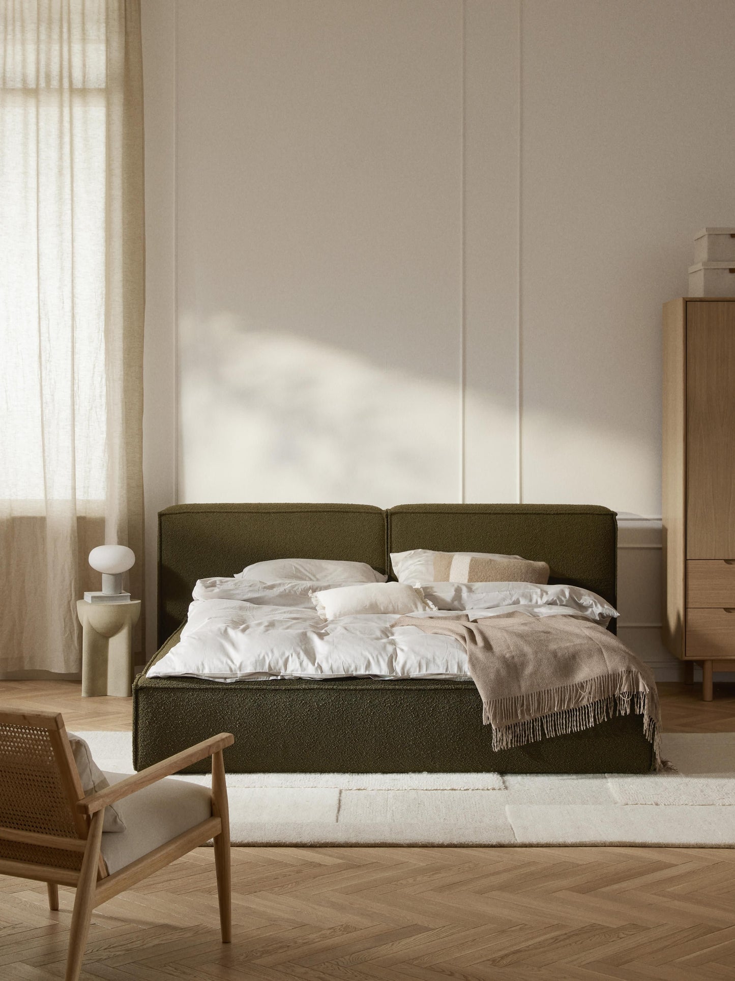 Lendric Upholstered Bouclé Bed with Storage