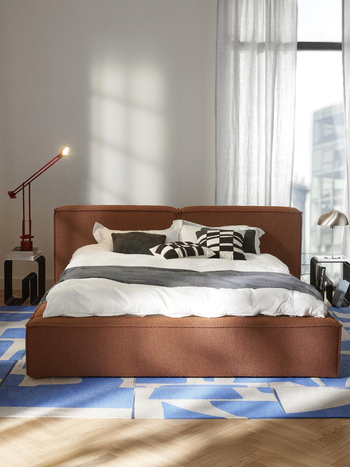 Lendric Upholstered Bouclé Bed with Storage