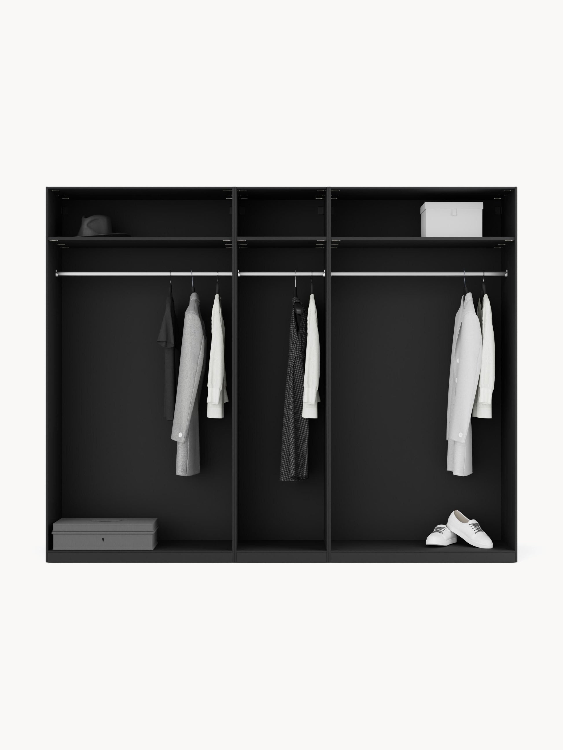 Lendrico Modular Hinged-Door Wardrobe, 250 cm Wide, in Various Sizes