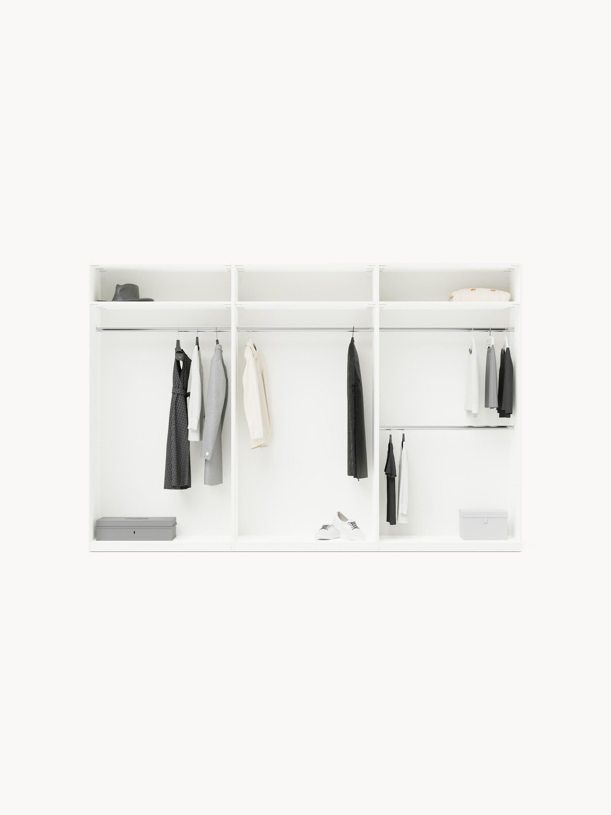 Lendrico Modular Hinged-Door Wardrobe, 300 cm Wide, in Various Sizes