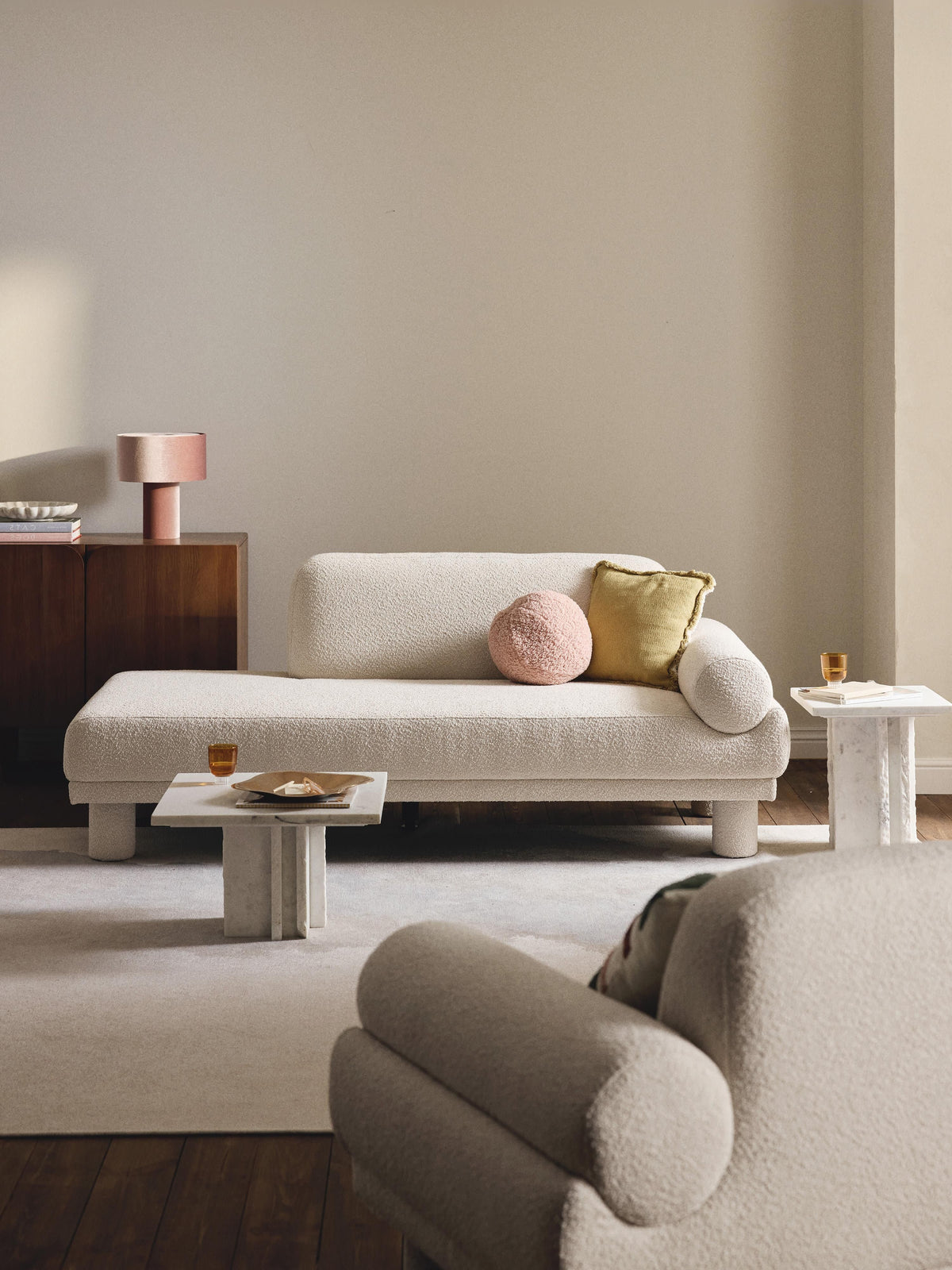 Lilnera Ottoman in Bouclé