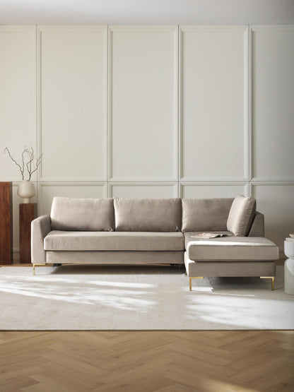 Lunavenna Sofa Bed in Velvet with Mattress, 3-Seater