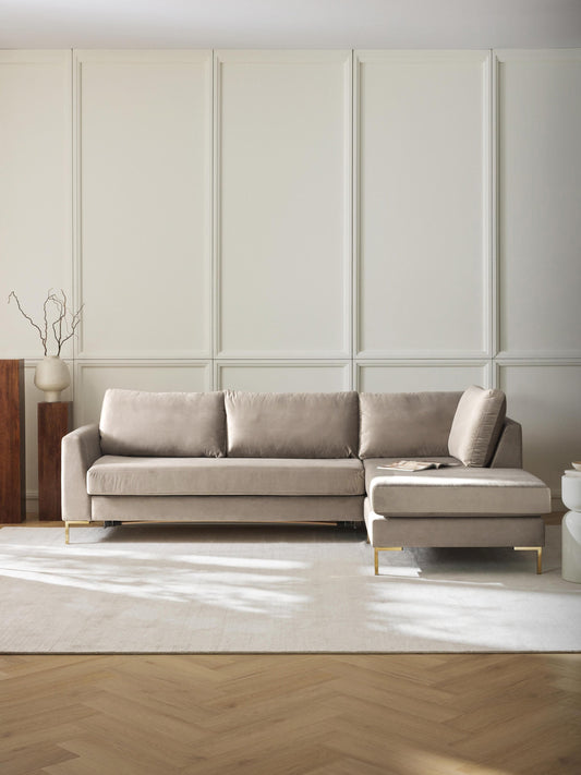 Lunavenna Sofa Bed in Velvet with Mattress, 3-Seater