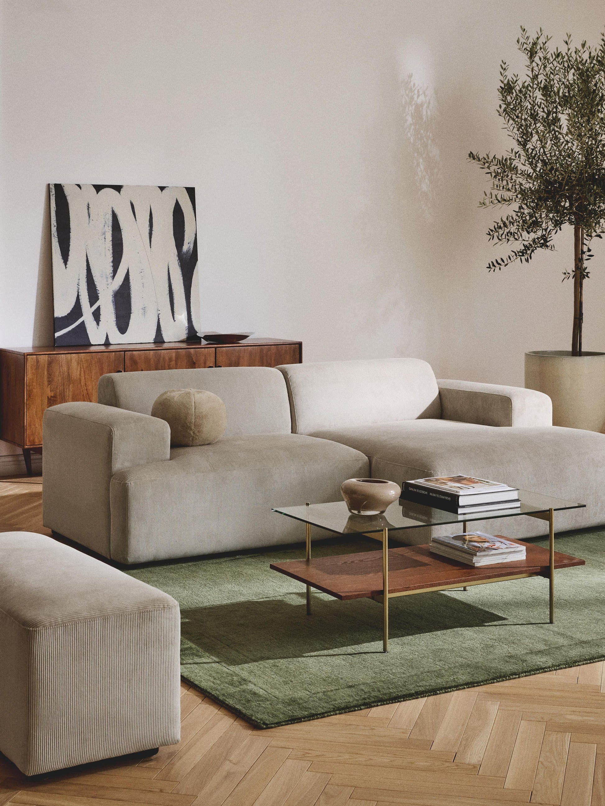 Melveria Corner Sofa (3-Seater) in Corduroy