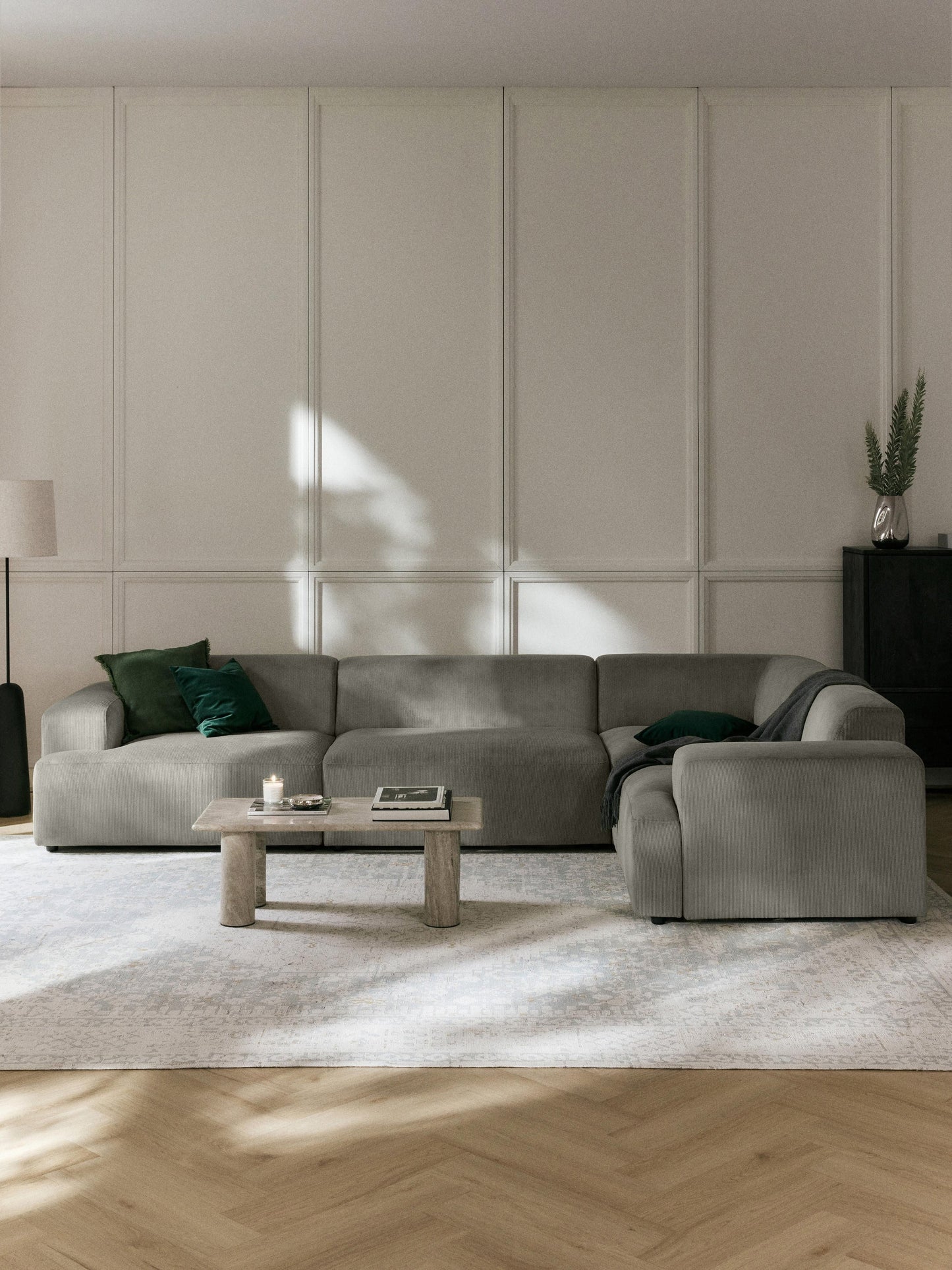 Melveria Large Corner Sofa in Corduroy (4-Seater)